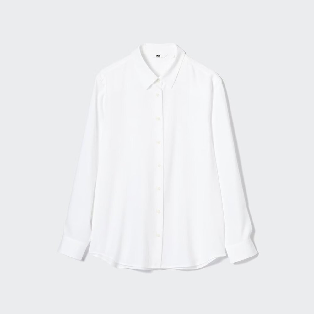 Uniqlo Rayon Blouse in White, Size XS